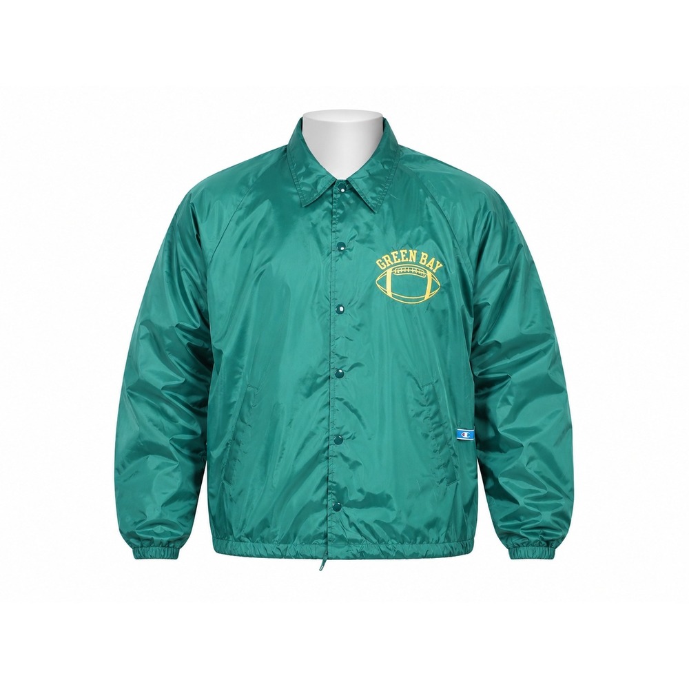 Vintage Champion Green Bay Football Coaches Jacket XL Green Made in USA Nylon